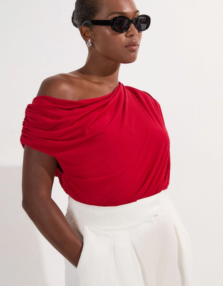 Plus Size Jersey Crepe Asymmetric Bodysuit