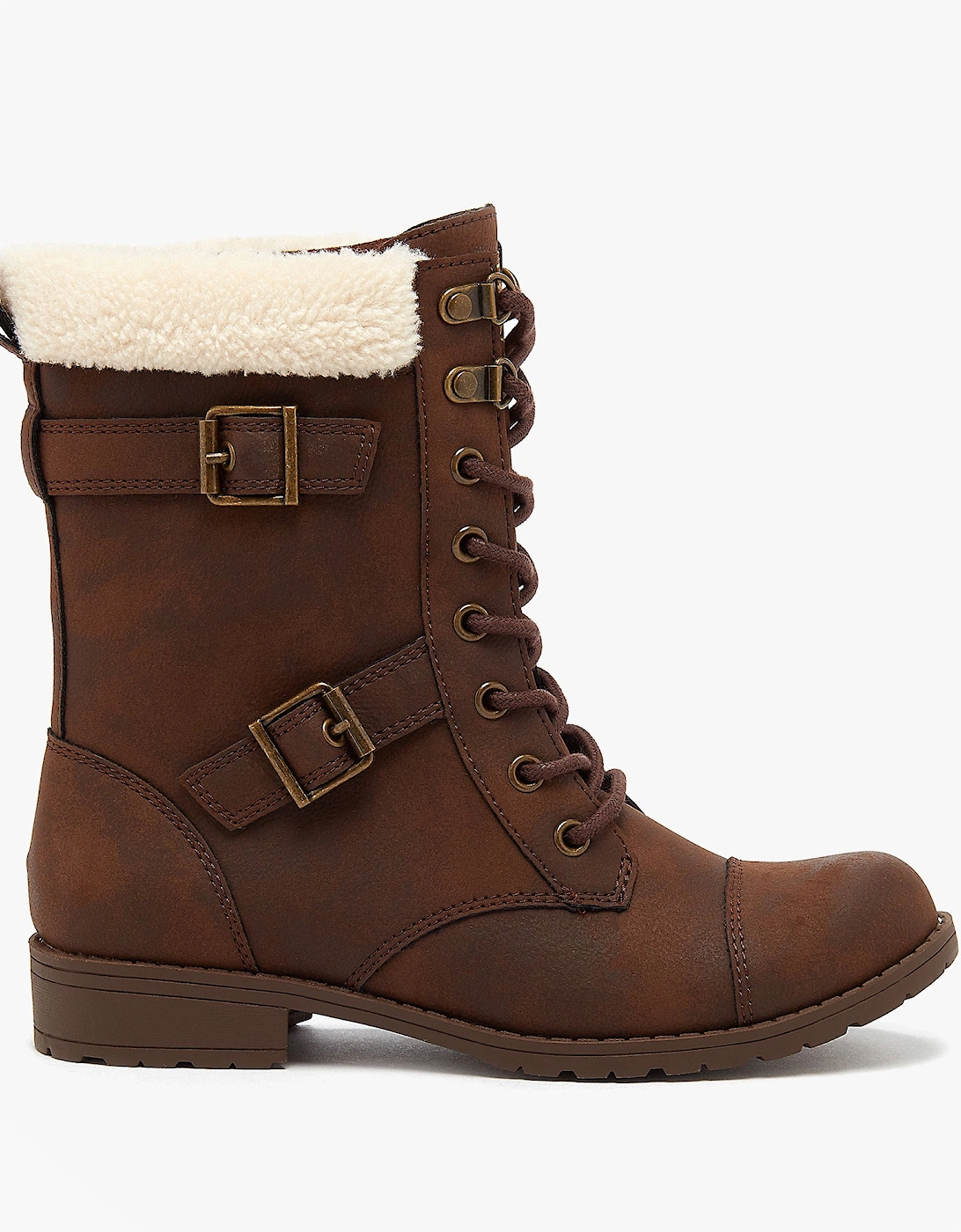 BILLIE Womens Biker Boots Brown, 2 of 1
