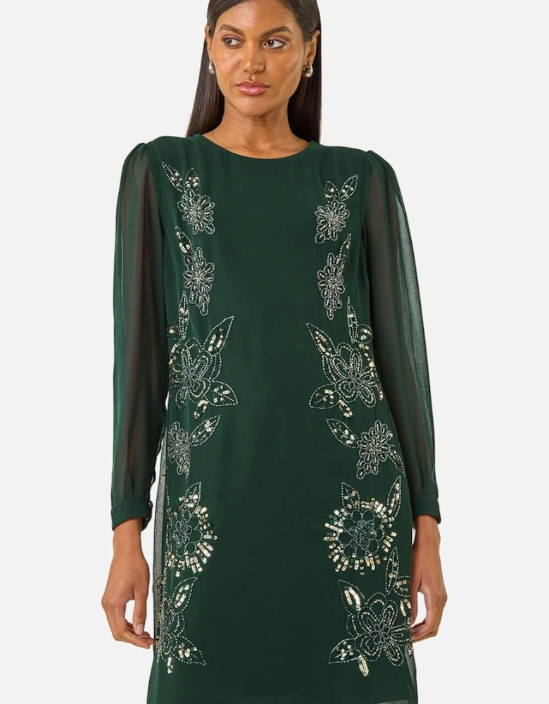 Premium Beaded Shift Midi Dress