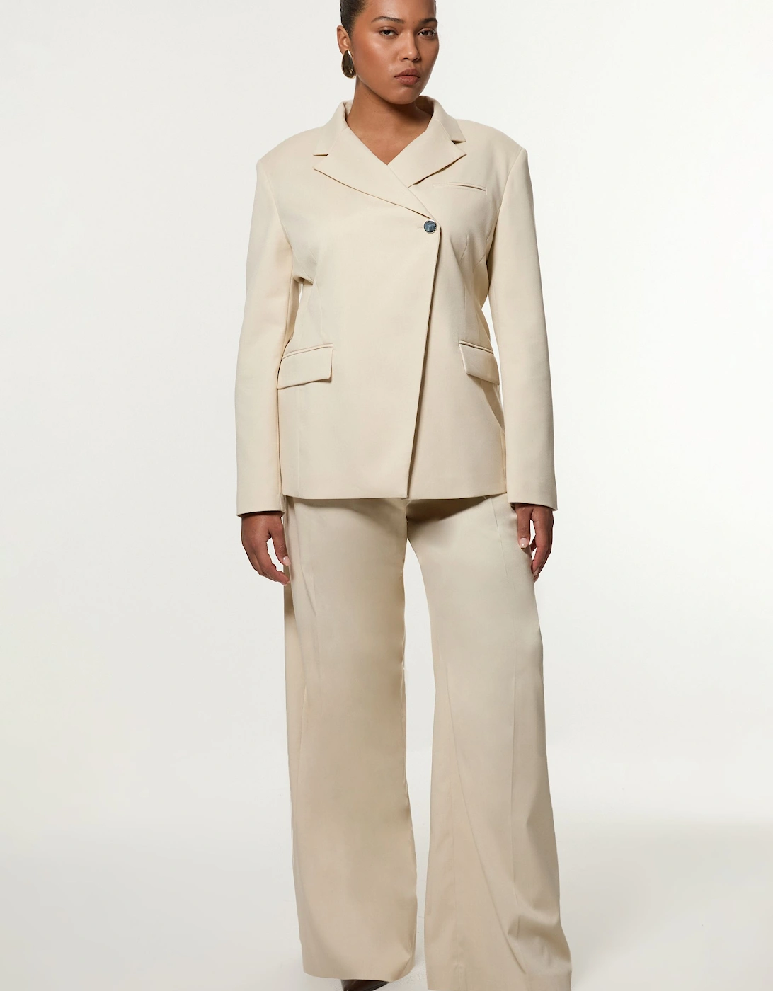 Plus Size Soft Structured Tailored Wide Leg Trousers, 2 of 1