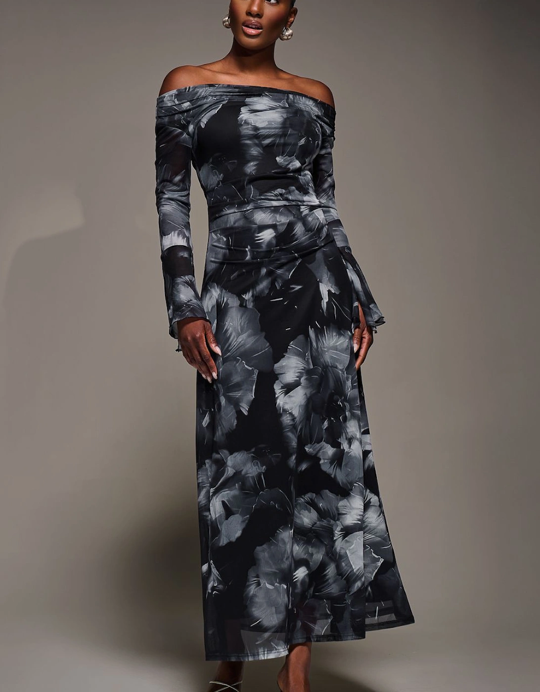 Long Sleeve Slash Neck Maxi Dress, 2 of 1