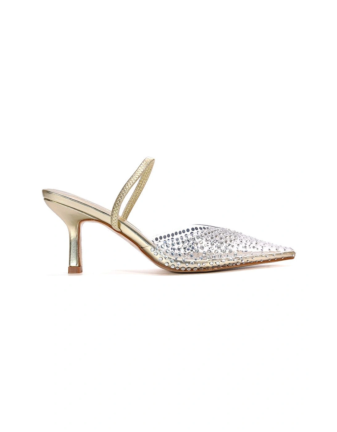 'Tia' Clear Perspex Diamante Stiletto Heel Slingback Court Shoes, 2 of 1