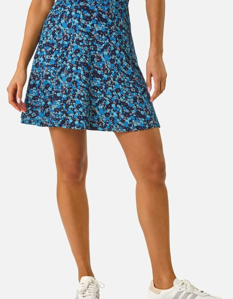 Floral Stretch Skater Skirt