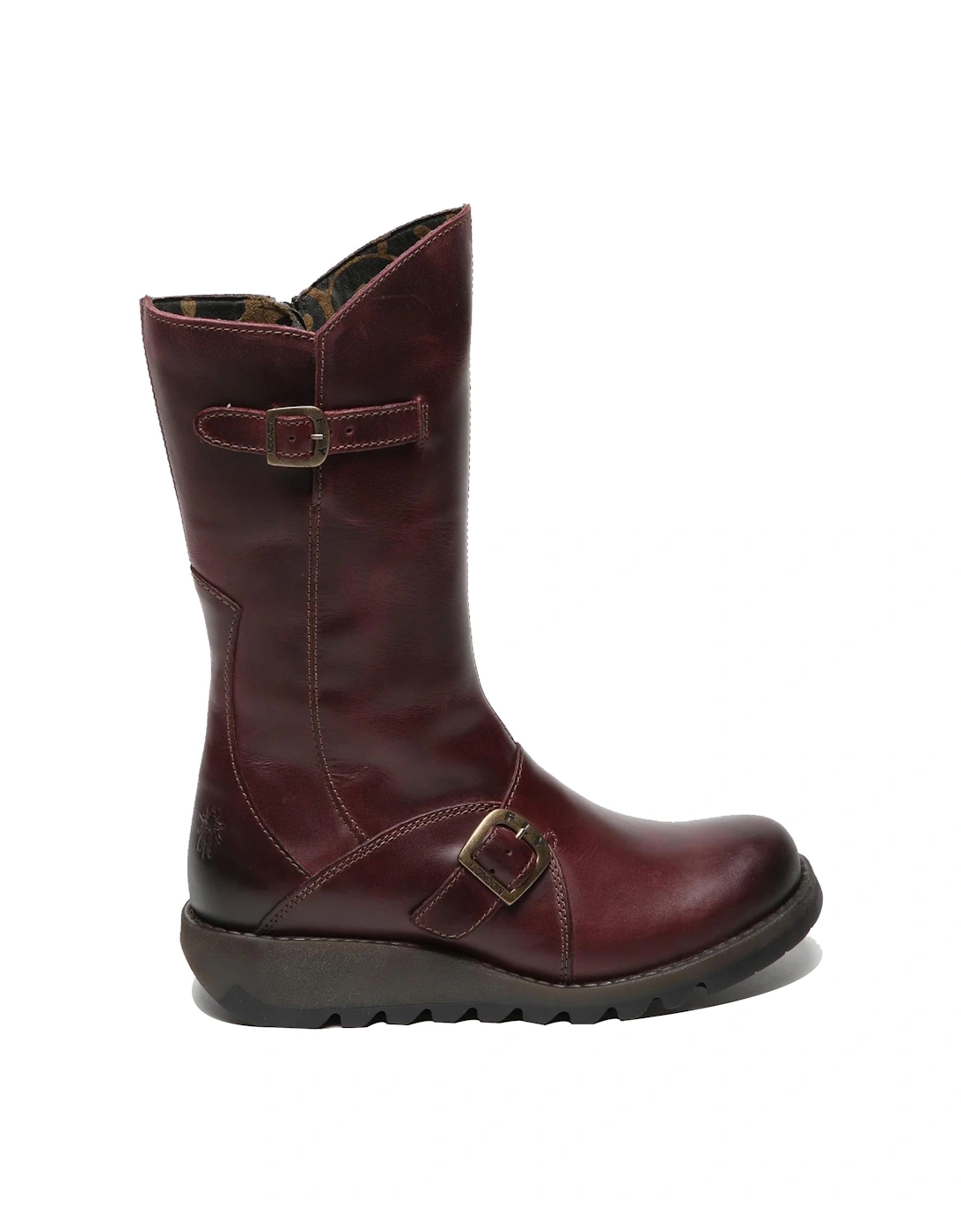 MES 2 Wedge Heel Buckle Mid-Calf Leather Zip Platform Boots, 2 of 1
