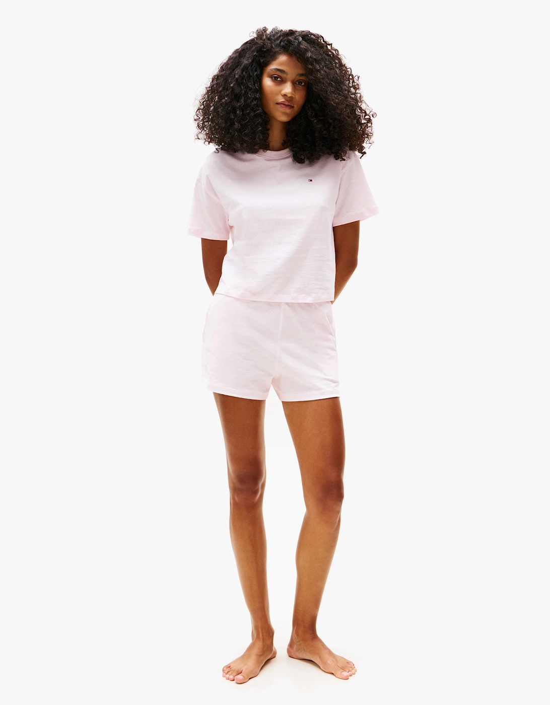 COTTON Womens Short Pyjama Set Light Pink, 7 of 6