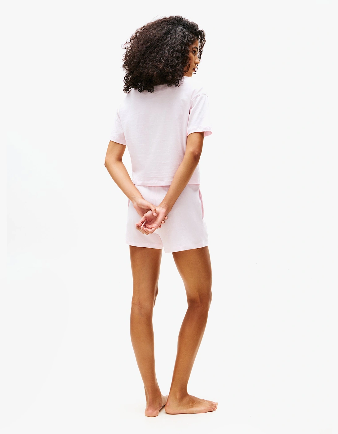 COTTON Womens Short Pyjama Set Light Pink