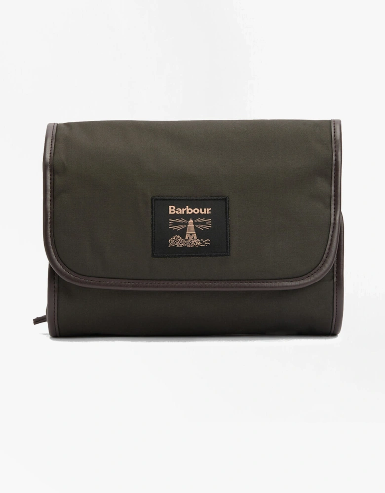 WAXED HANGING Mens Washbag Olive/Beacon