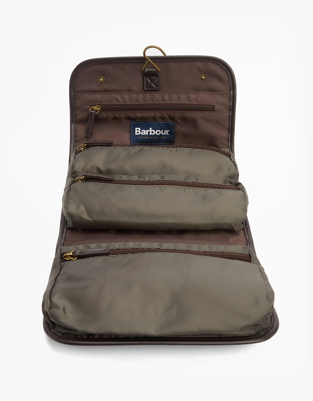 WAXED HANGING Mens Washbag Olive/Beacon