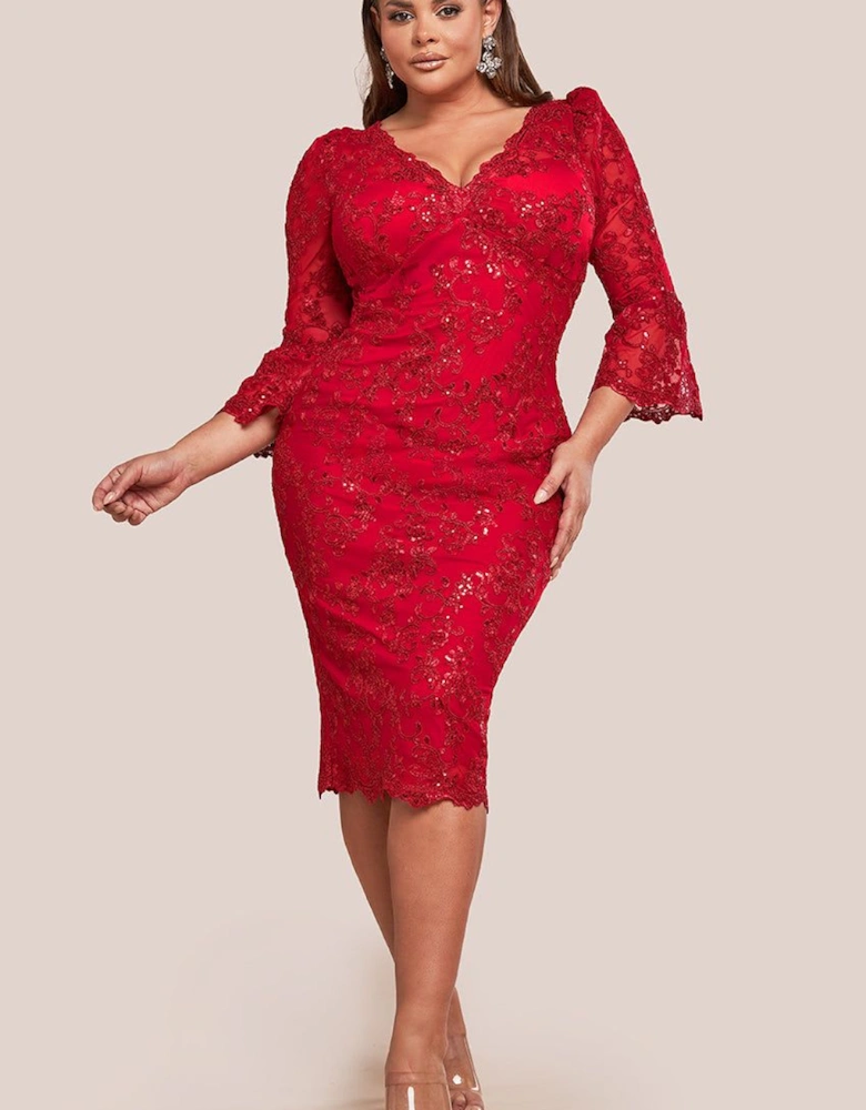 Scallop Lace Midi Dress