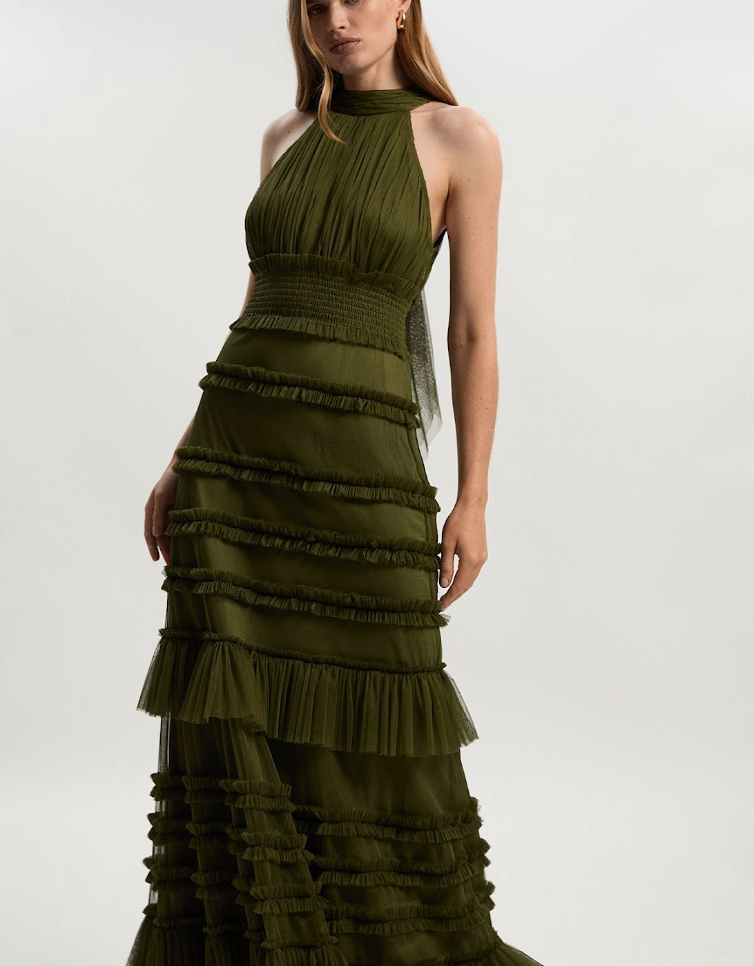 Tulle Layered Halter Neck Maxi Dress, 2 of 1