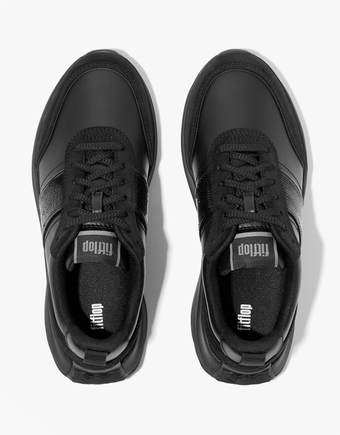 F-MODE Womens Leather Trainers Urban Black