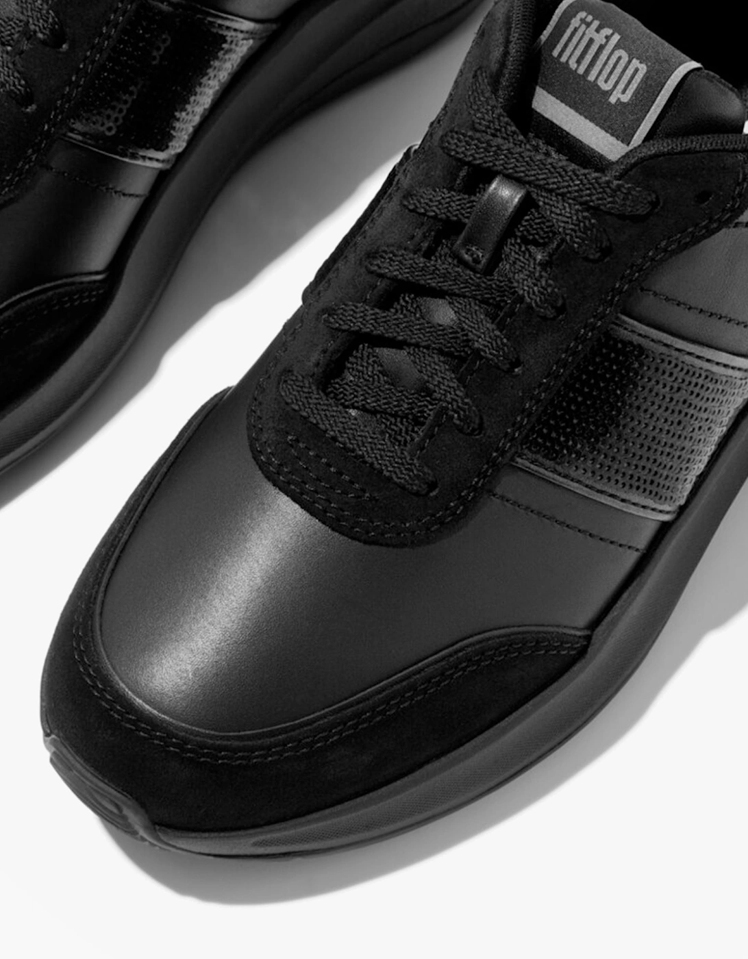 F-MODE Womens Leather Trainers Urban Black