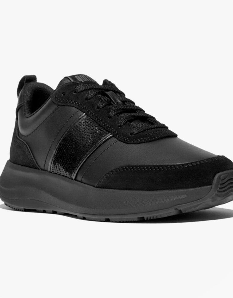 F-MODE Womens Leather Trainers Urban Black