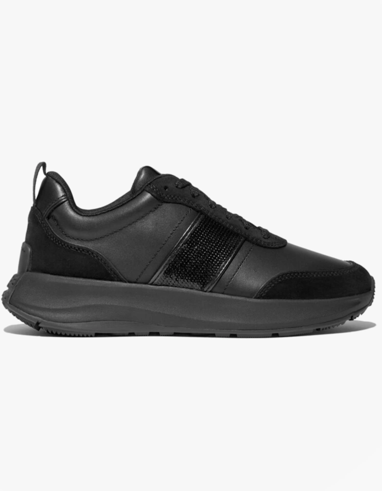 F-MODE Womens Leather Trainers Urban Black