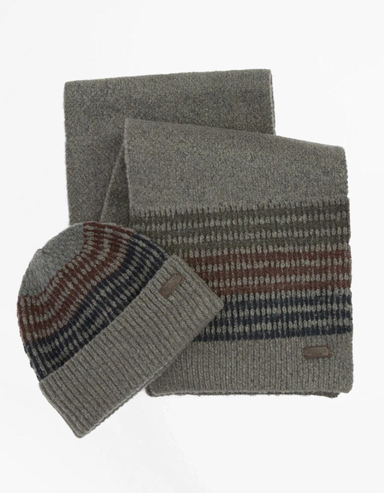 BRANTON BEANIE & SCARF Mens Gift Set Midnight Oak