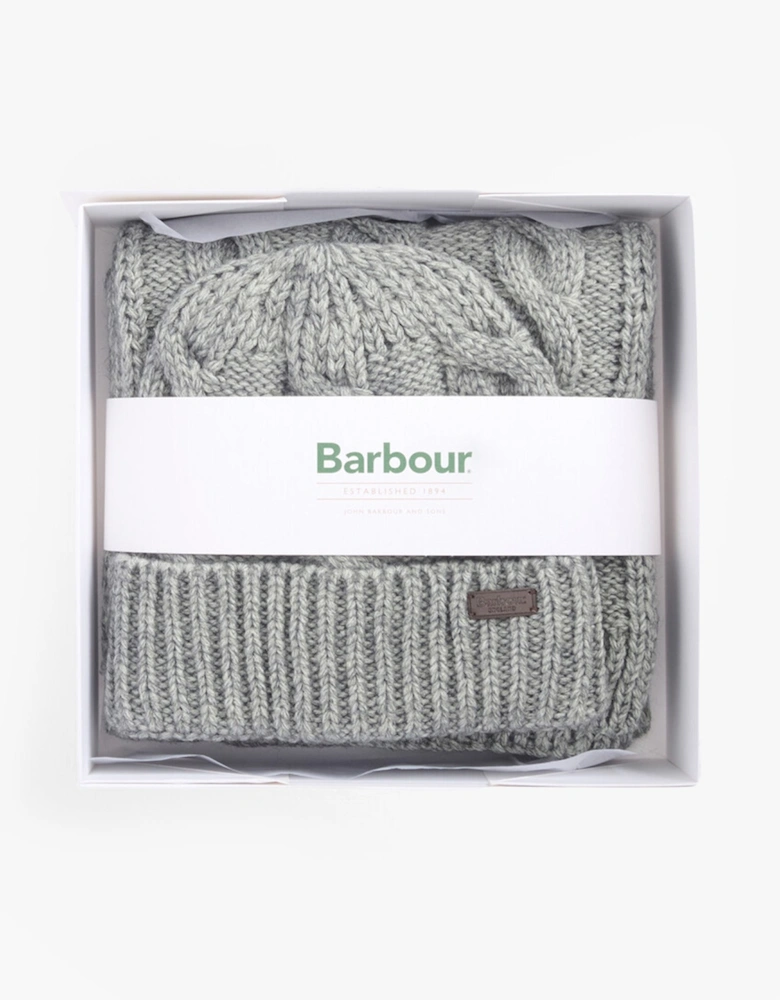 JESMOND BEANIE AND SCARF Gift Set Mens Mid Grey