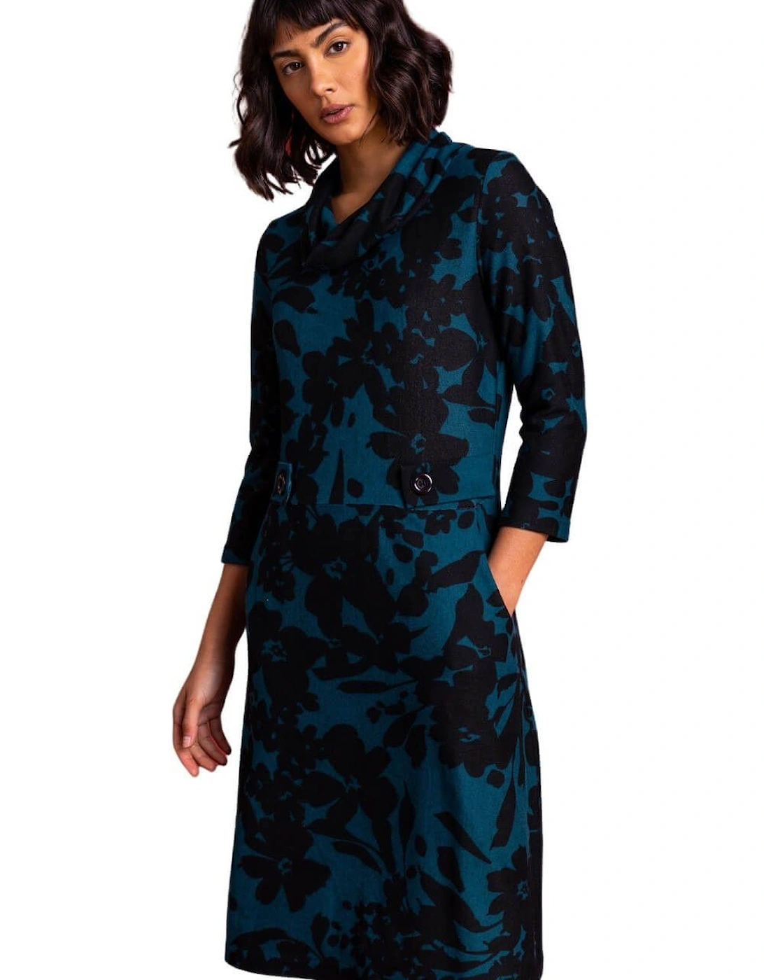 Floral Print Cowl Neck Dress, 2 of 1