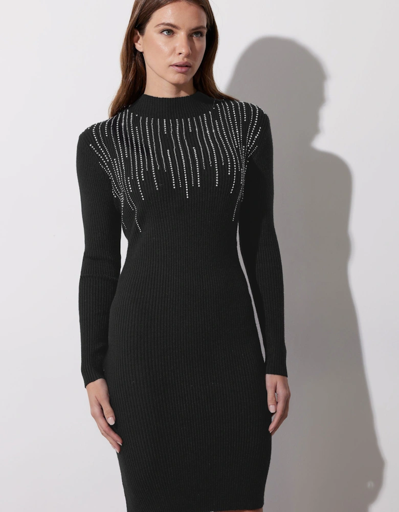 Embellished Neckline Dress