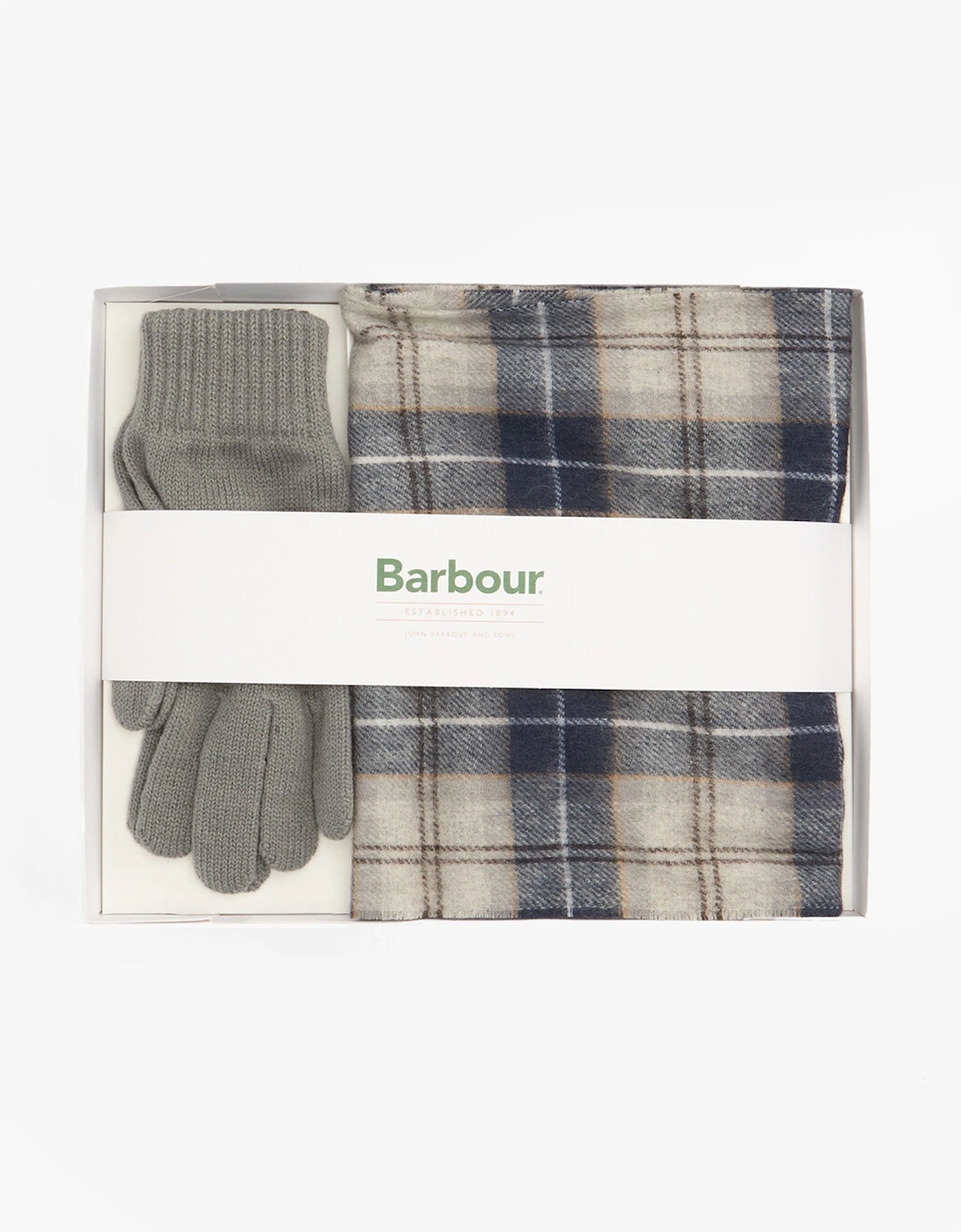 TARTAN SCARF AND GLOVE Mens Gift Set Grey Midnight