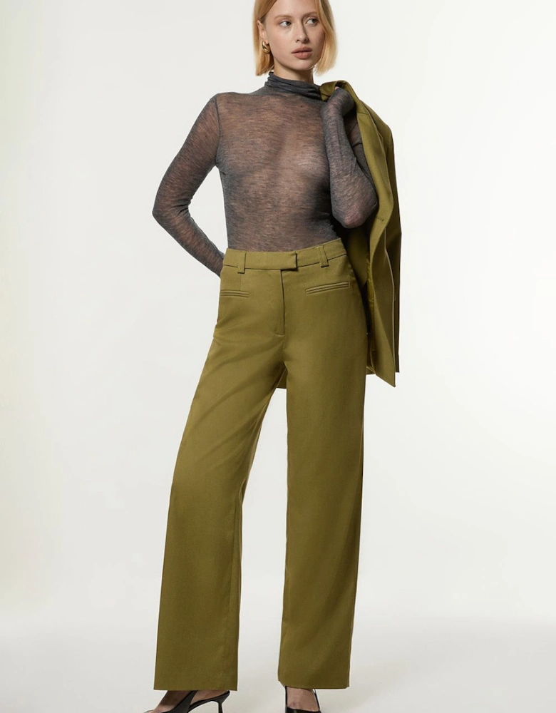 Soft Structured Tailored Wide Leg Trousers