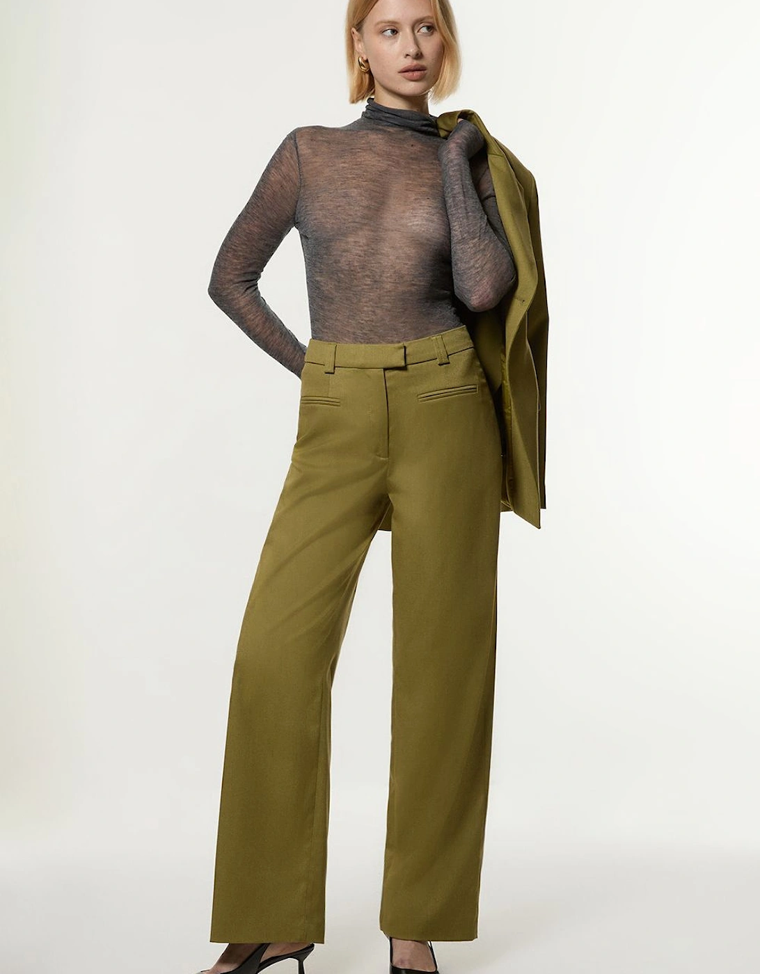 Soft Structured Tailored Wide Leg Trousers, 2 of 1