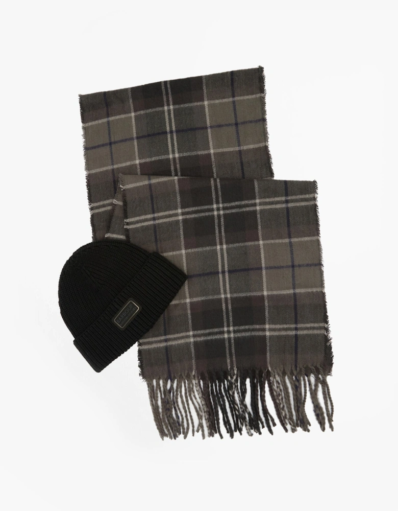 SWEEPER BEANIE AND SCARF Mens Gift Set Black