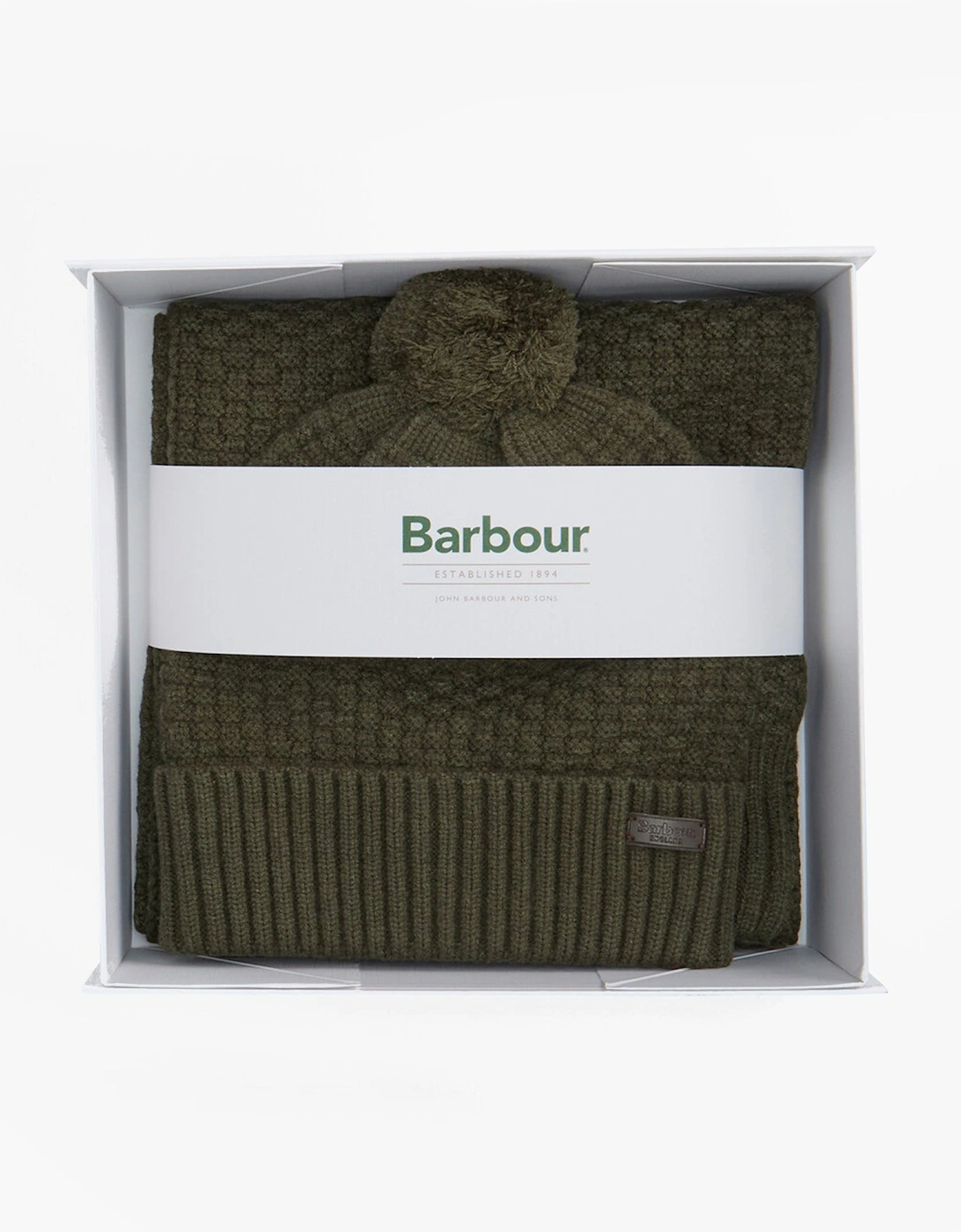 RAMSIDE BEANIE AND SCARF Mens Gift Set Dark Olive