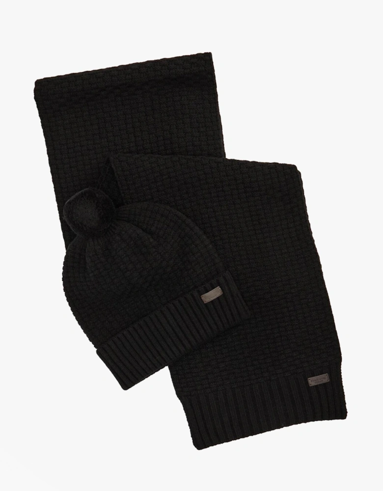RAMSIDE BEANIE AND SCARF Mens Gift Set Black
