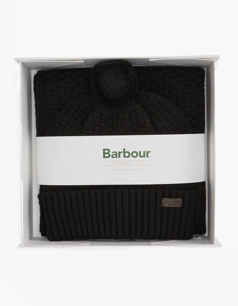 RAMSIDE BEANIE AND SCARF Mens Gift Set Black