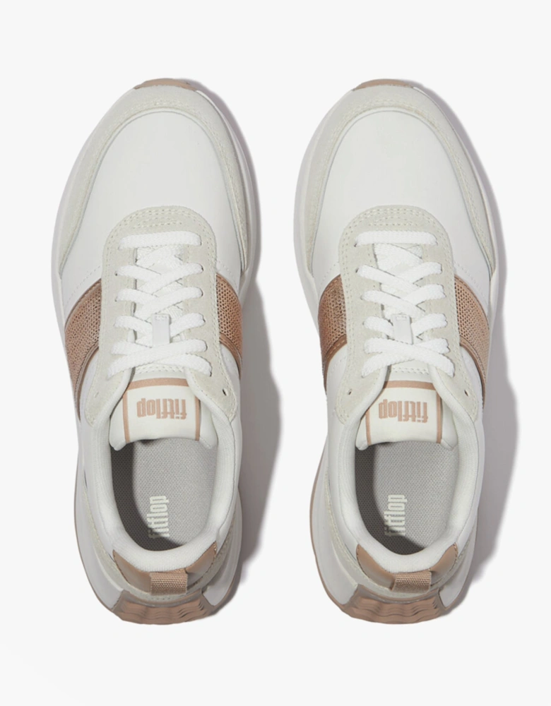 F-MODE Womens Leather Trainers Urban White