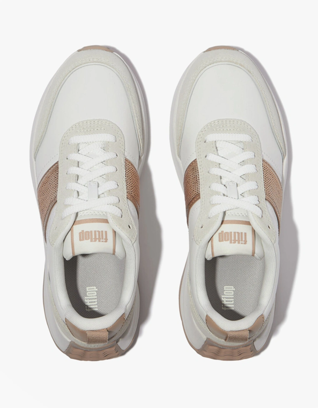 F-MODE Womens Leather Trainers Urban White