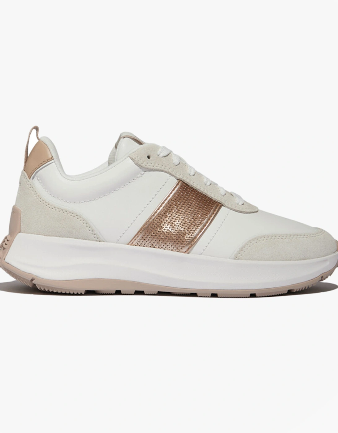 F-MODE Womens Leather Trainers Urban White, 5 of 4
