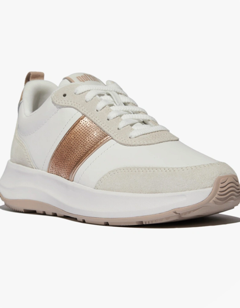 F-MODE Womens Leather Trainers Urban White