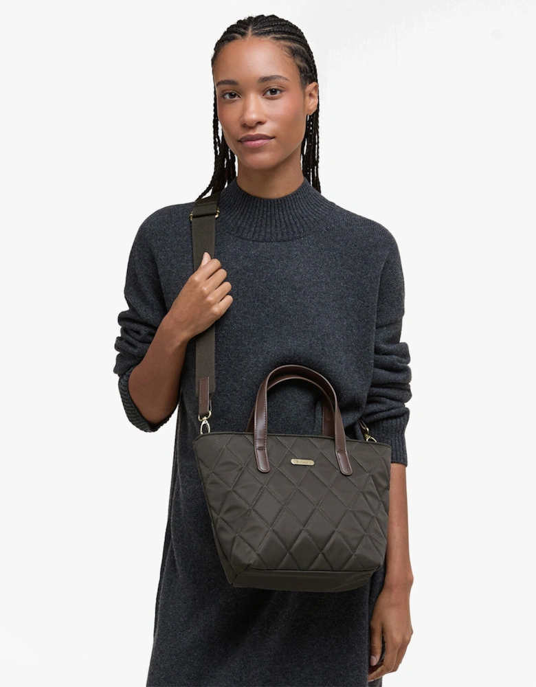 MINI QUILTED Womens Tote Bag Olive