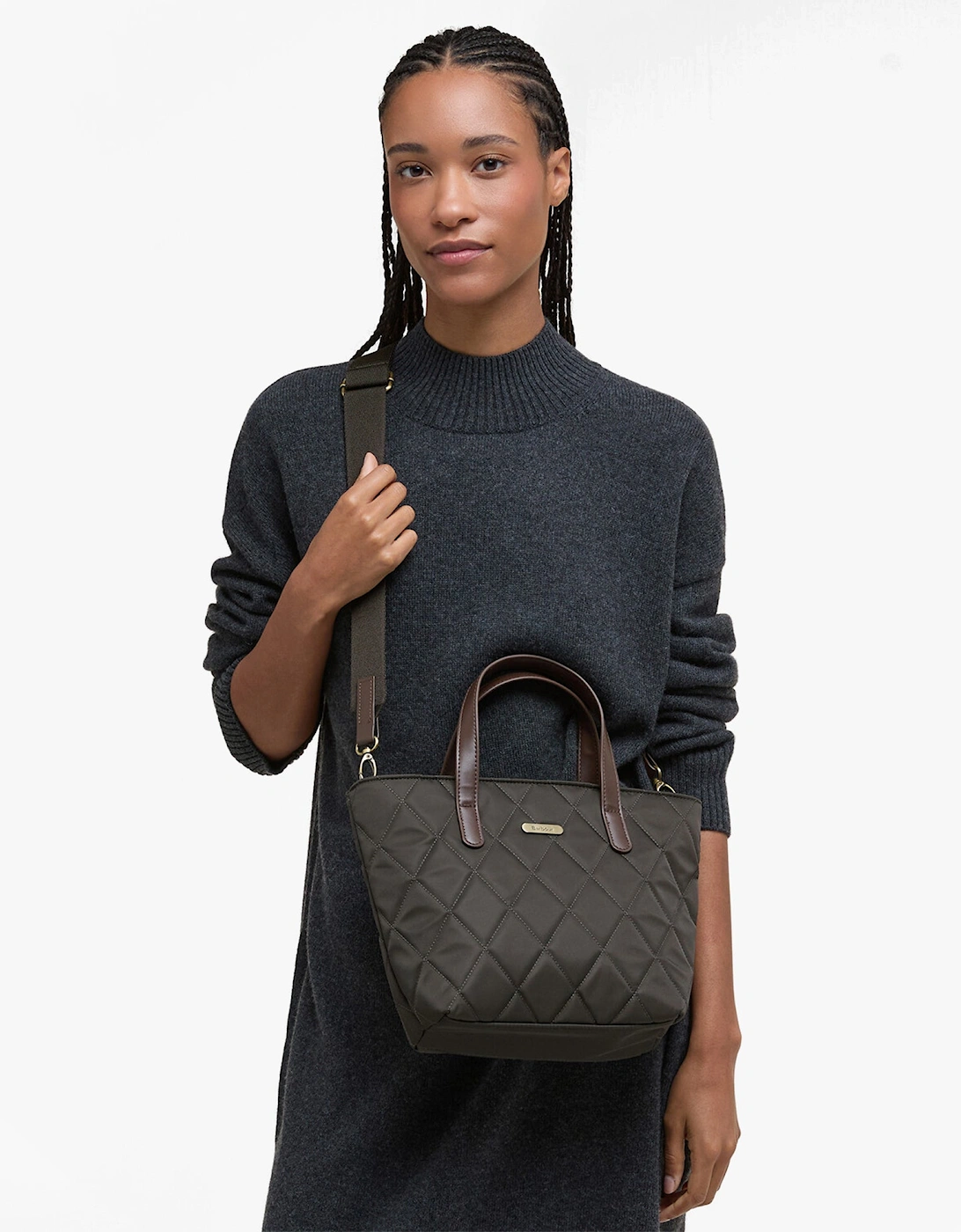 MINI QUILTED Womens Tote Bag Olive