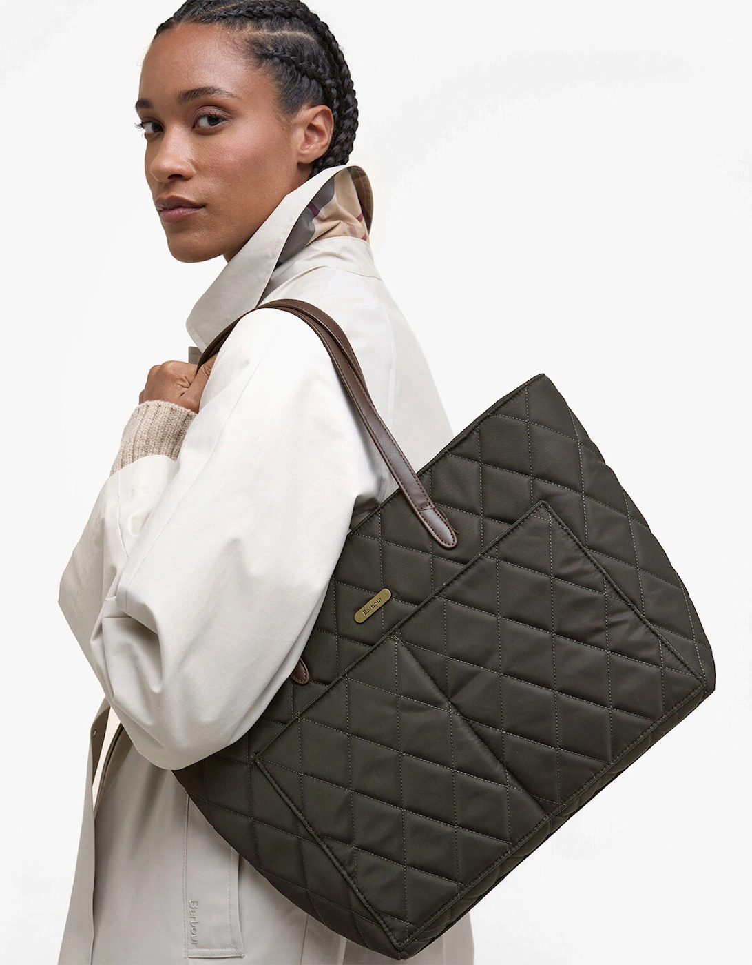 QUILTED Womens Tote Bag & Purse Olive
