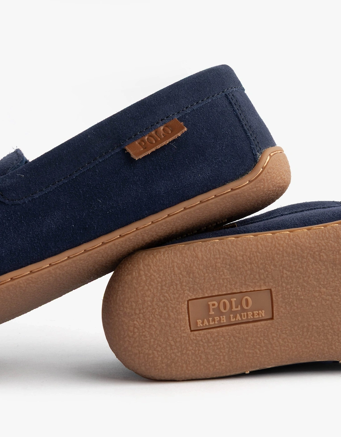 BRENAN Logo Mens Dress Suede Slippers Navy