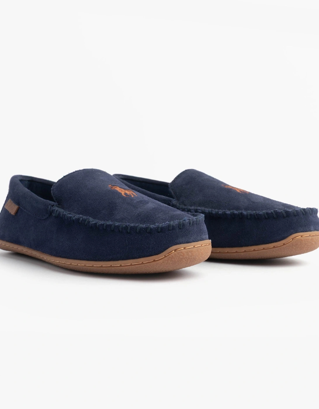 BRENAN Logo Mens Dress Suede Slippers Navy