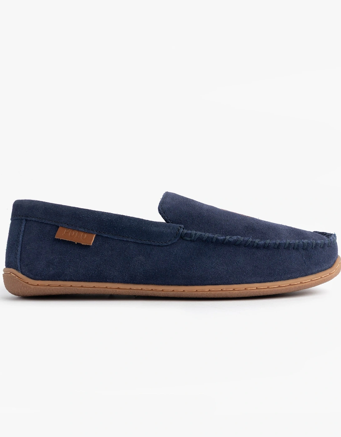 BRENAN Logo Mens Dress Suede Slippers Navy, 7 of 6