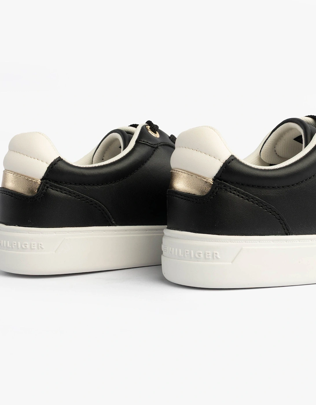 Womens Leather TH Monogram Plaque Court Trainers Black