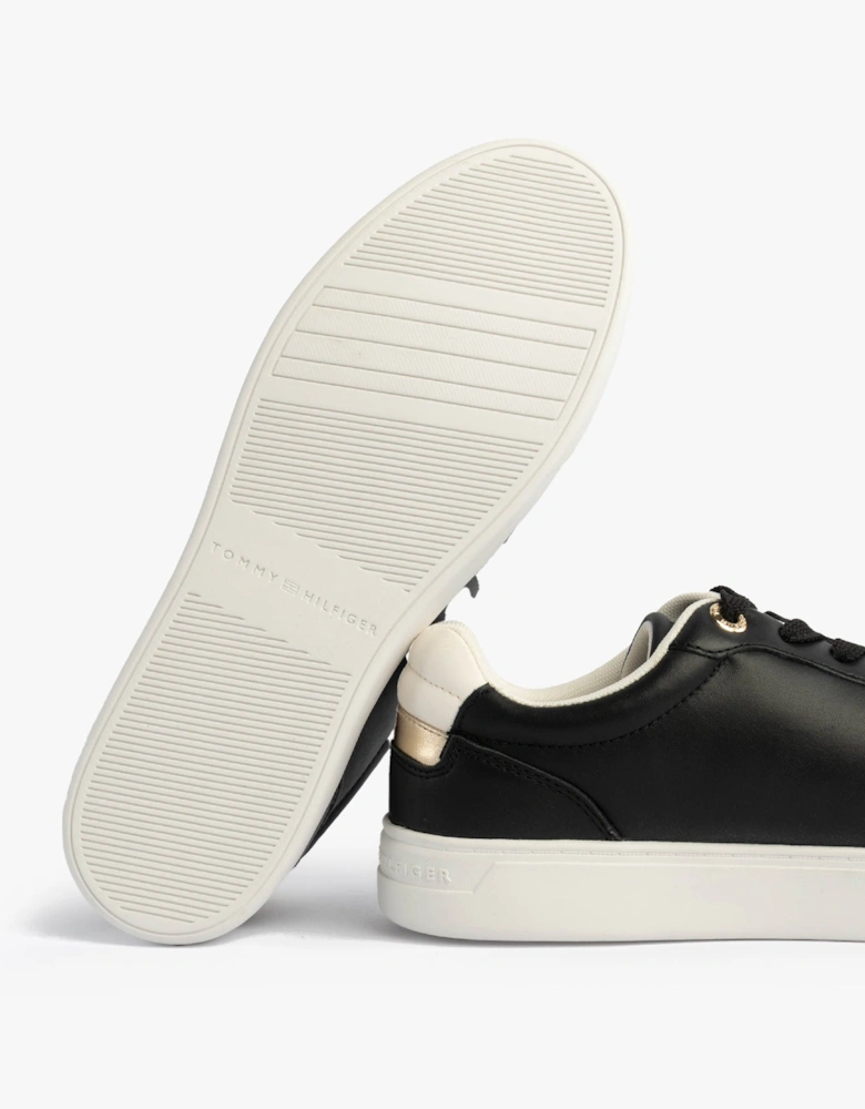 Womens Leather TH Monogram Plaque Court Trainers Black