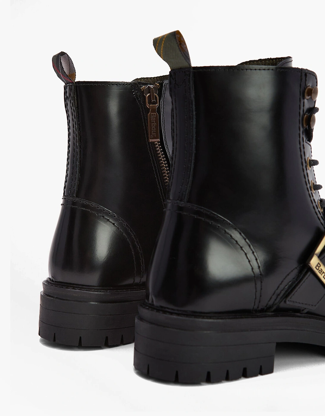 OUSEBURNE Womens Lace Up Boots Black Glace