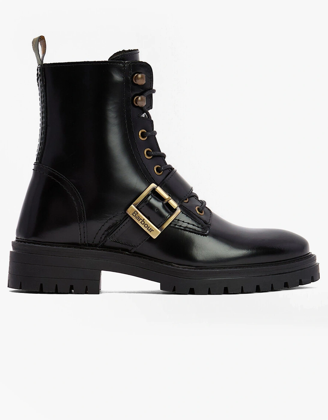 OUSEBURNE Womens Lace Up Boots Black Glace, 7 of 6