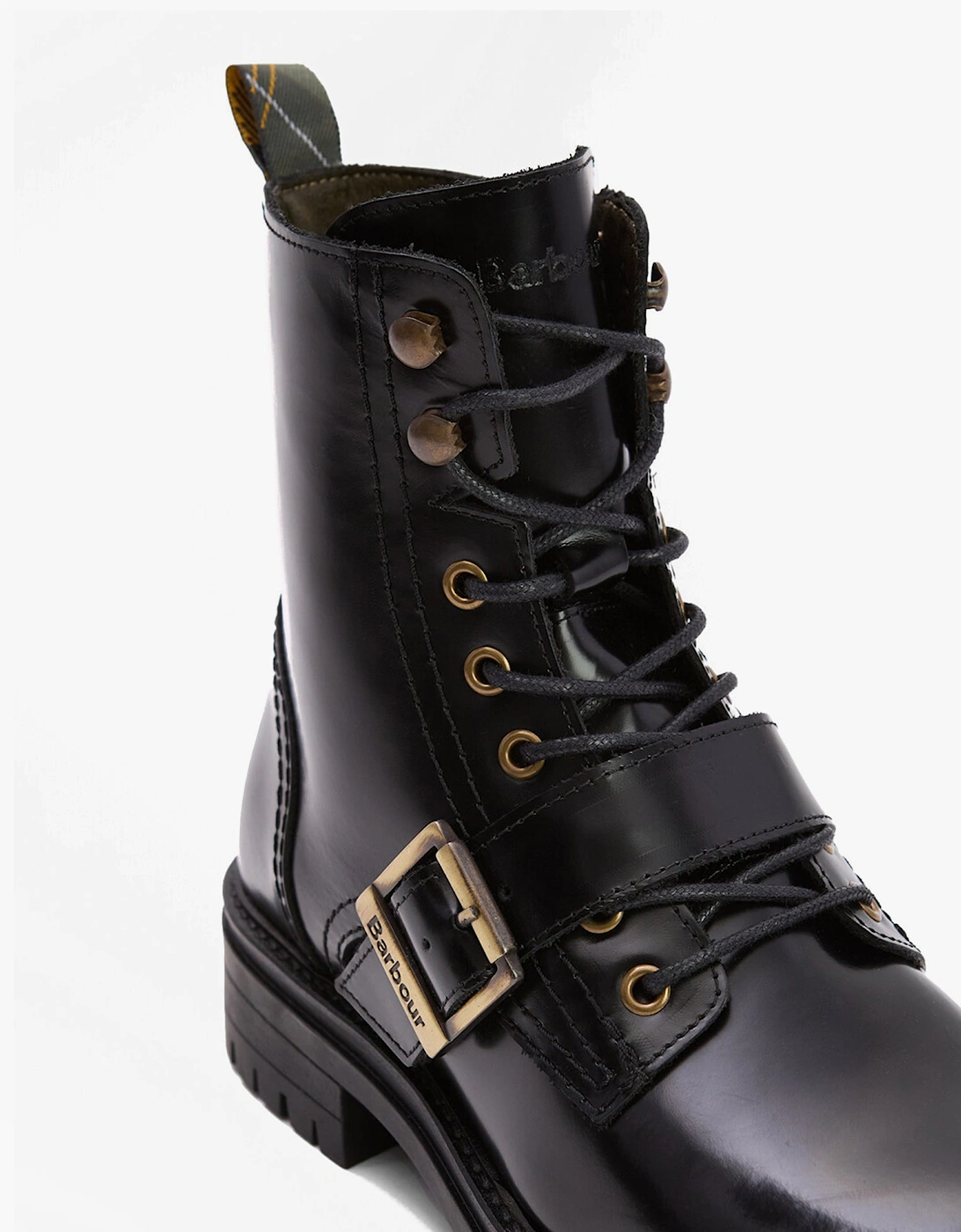 OUSEBURNE Womens Lace Up Boots Black Glace