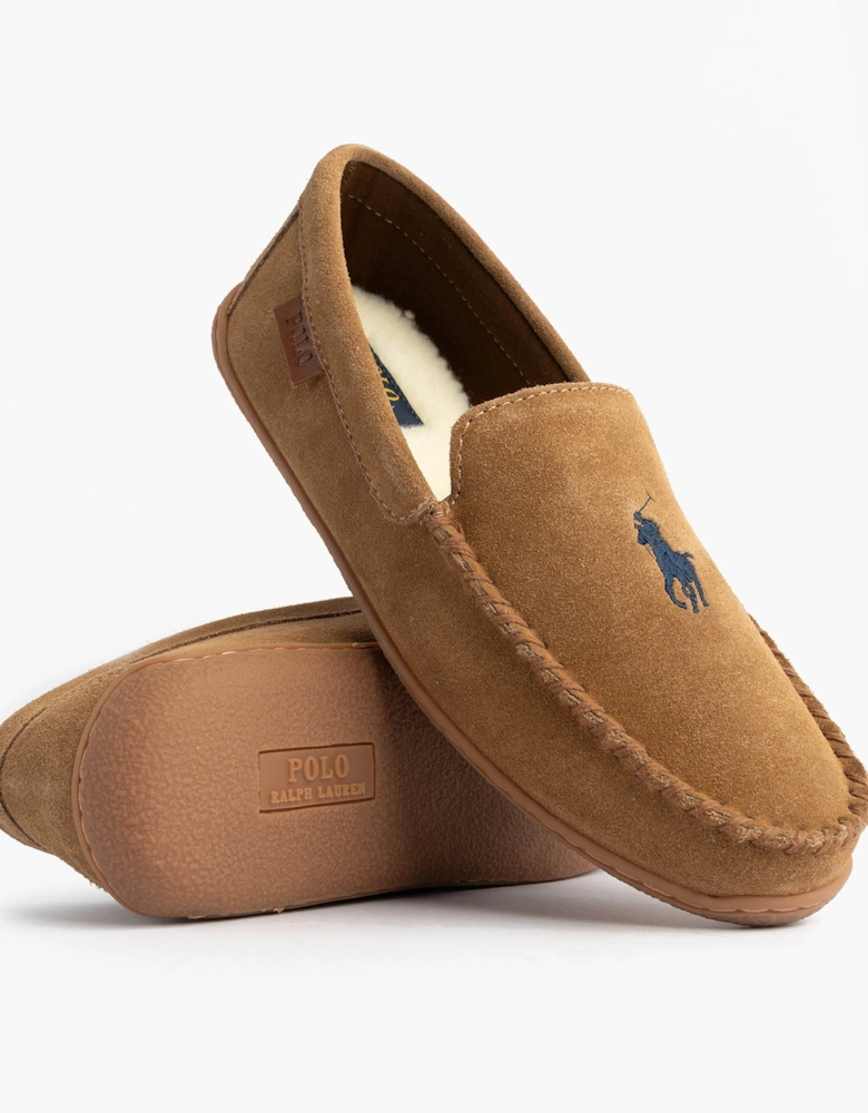 BRENAN Logo Mens Dress Suede Slippers Snff Suede/Navy