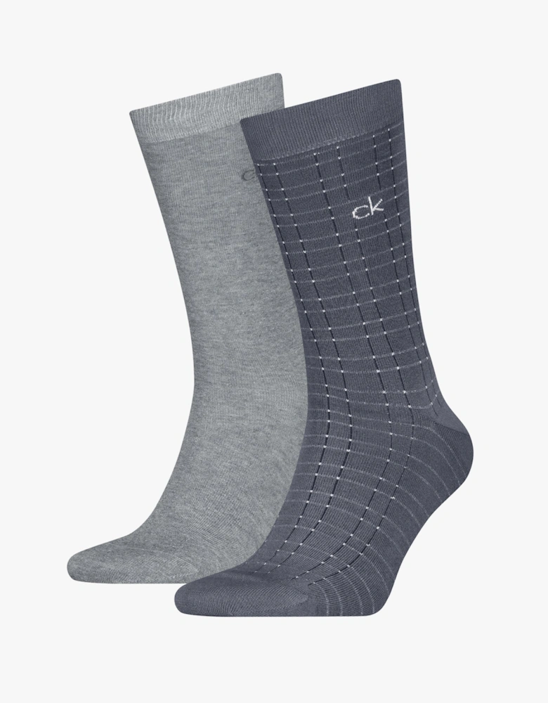 2 Pack Grid Mens Socks Dark Grey
