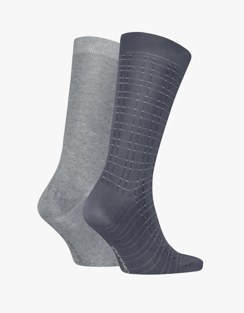 2 Pack Grid Mens Socks Dark Grey