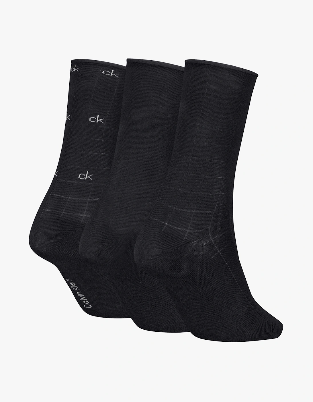 3 Pack Giftbox Grid Womens Socks Black