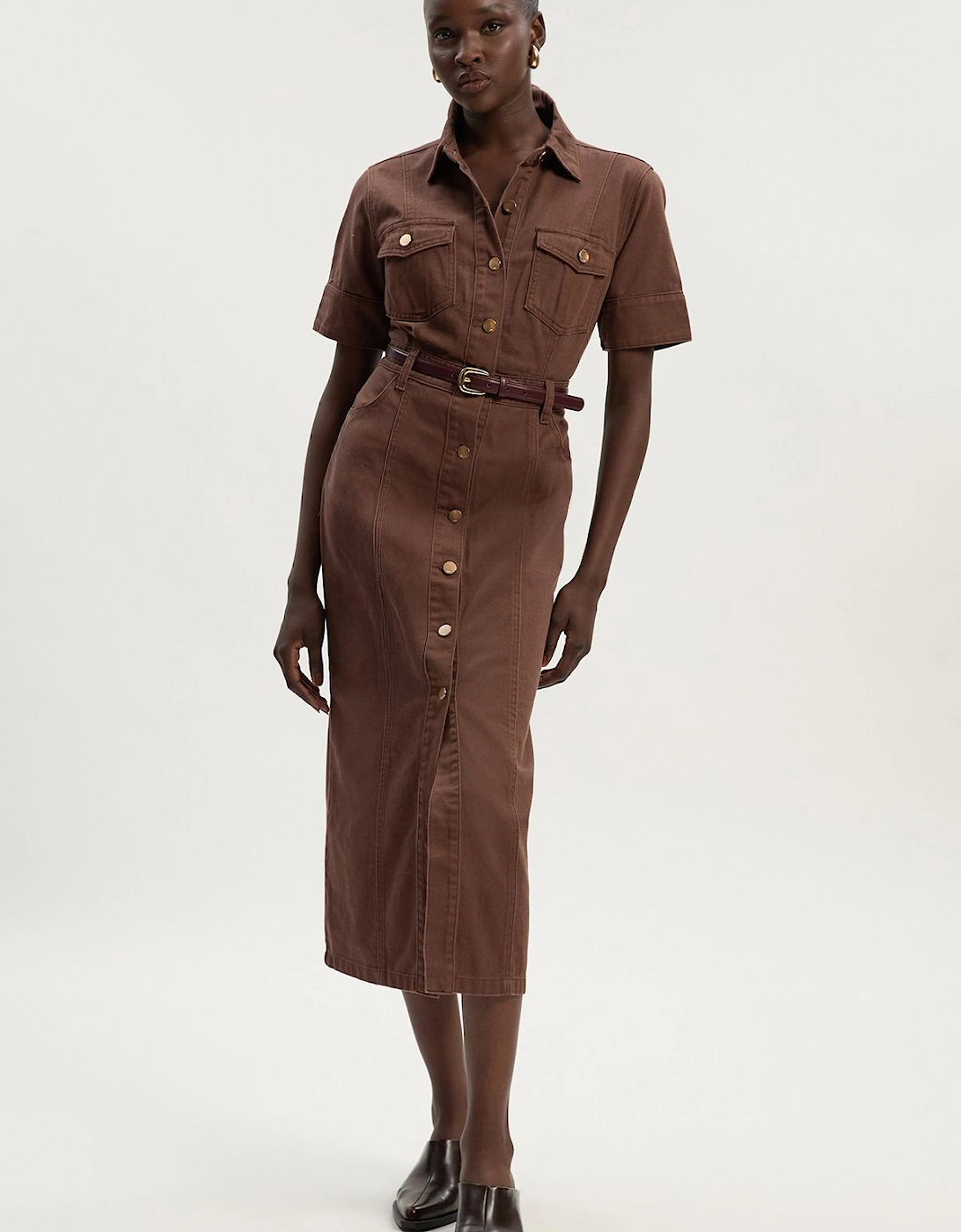 Denim Short Sleeve Shirt Dress, 2 of 1