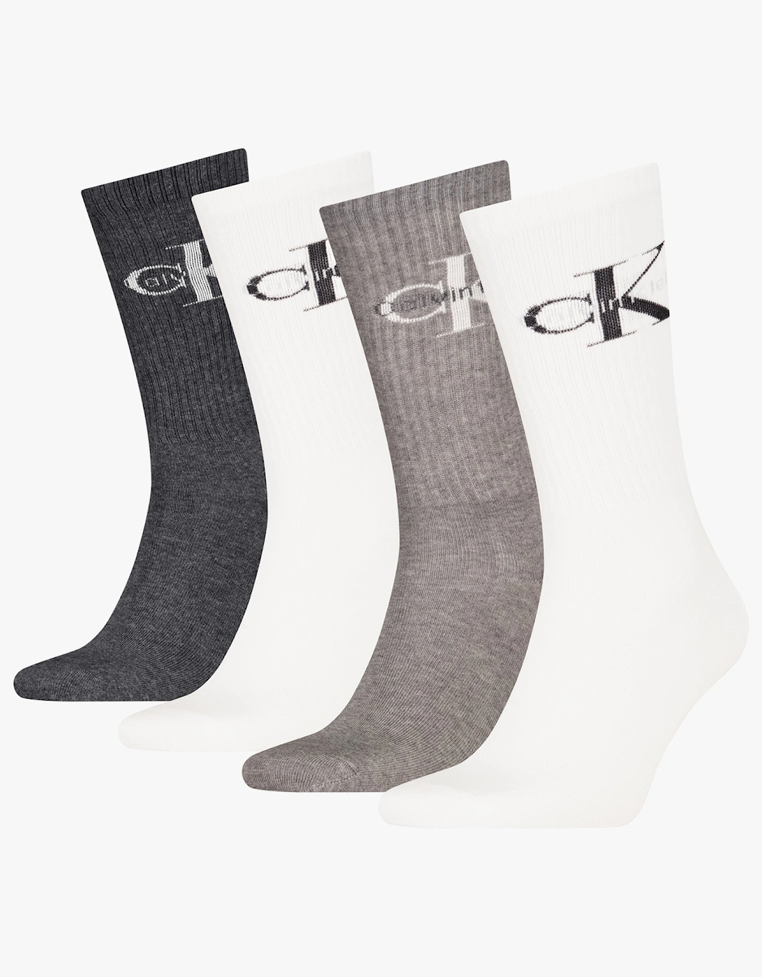4 Pack Giftbox Monologue Mens Socks Grey Melange/White, 4 of 3